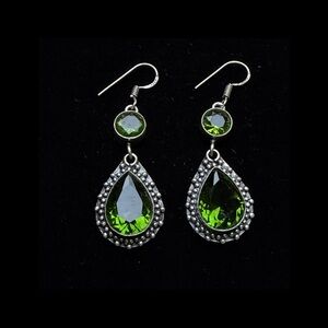 Elegant Silver and Peridot Drop Earrings